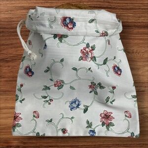 Blue & Red Floral Reusable Cotton Bread Bag | Farmhouse Kitchen Storage